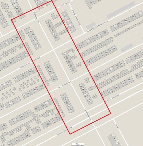 plattegrond met het gebied waar het noodbevel voor gold